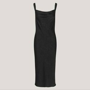 Black textured slip dress